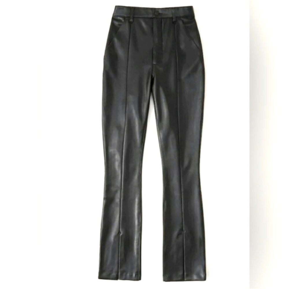 Abercrombie and Fitch ultra high-rise, skinny faux, black leather pants - Picture 1 of 5